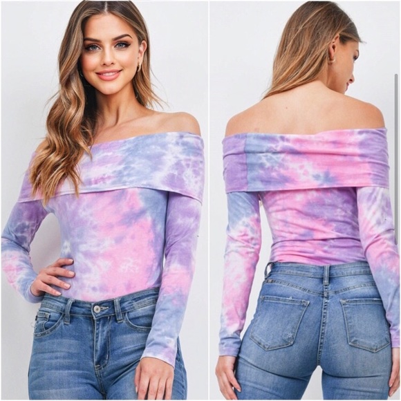LLK Tops - LAST ONE: Tie dye off shoulder bodysuit